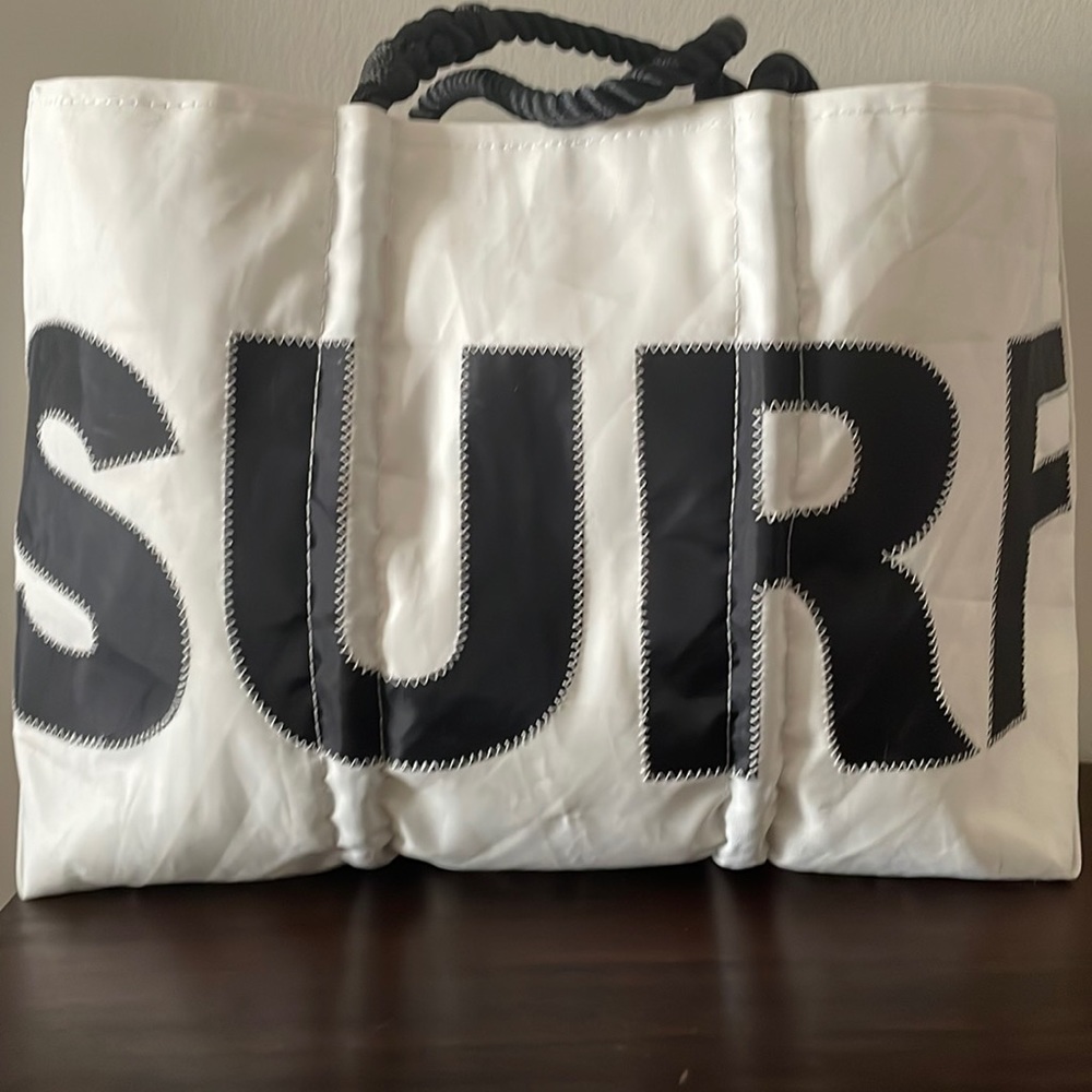 Sea Bags of Maine XL SURF White and Black Tote Bag